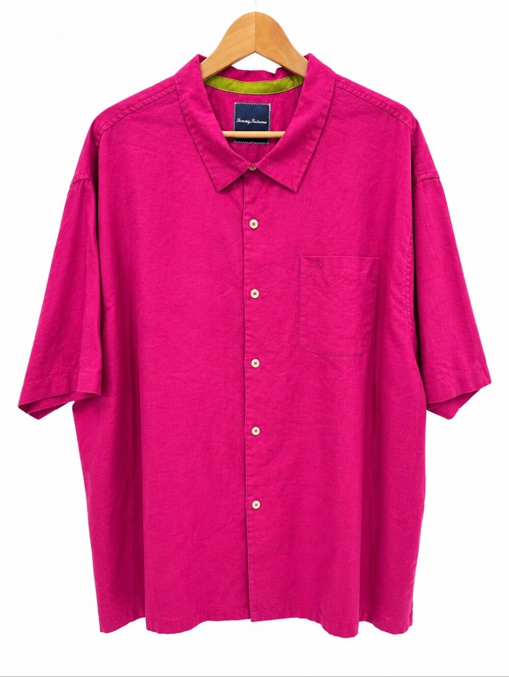 Tommy Bahama 2XB Hot Pink Linen Blend Camp Shirt Big Tall Resort Vacation Casual